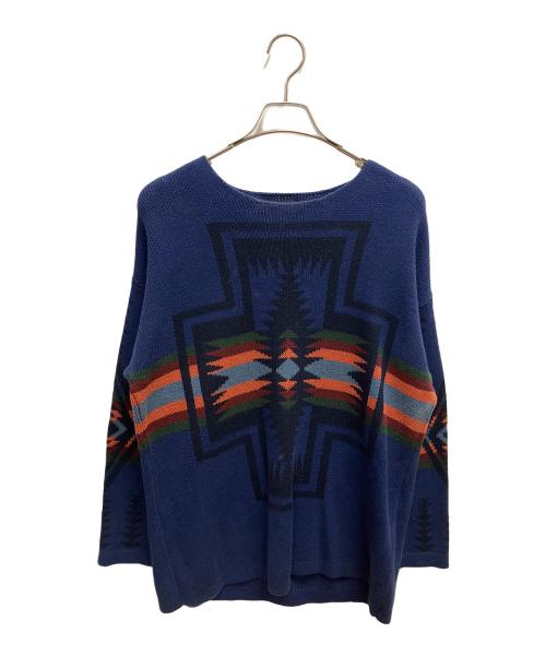 PENDLETON（ペンドルトン）PENDLETON (ペンドルトン) BAYFLOW (ベイフロー) オルテガ柄クルーネックニット 薄手ニット ネイビー サイズ:SIZE 3の古着・服飾アイテム