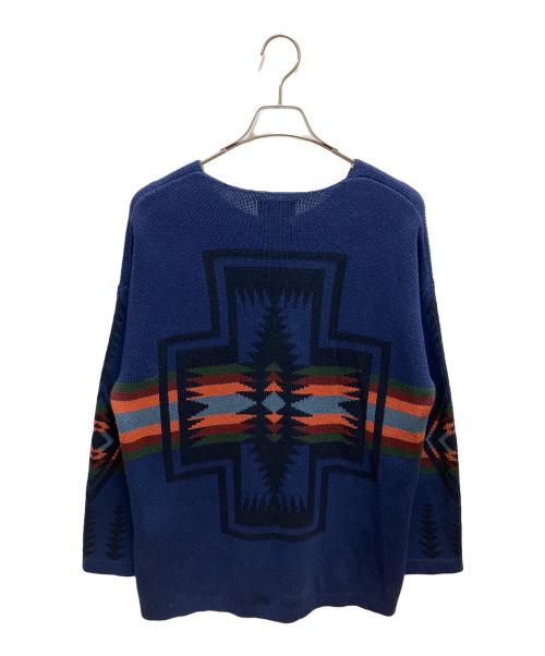 PENDLETON（ペンドルトン）PENDLETON (ペンドルトン) BAYFLOW (ベイフロー) オルテガ柄クルーネックニット 薄手ニット ネイビー サイズ:SIZE 3の古着・服飾アイテム
