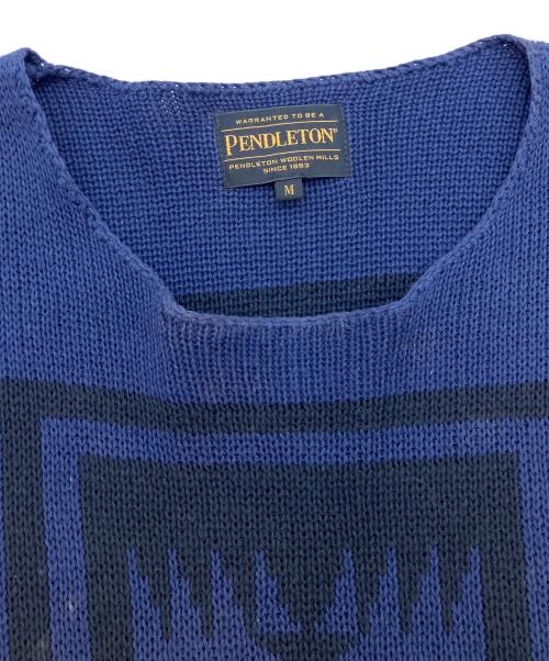 PENDLETON（ペンドルトン）PENDLETON (ペンドルトン) BAYFLOW (ベイフロー) オルテガ柄クルーネックニット 薄手ニット ネイビー サイズ:SIZE 3の古着・服飾アイテム