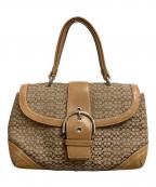 COACHコーチ）の古着「シグネチャー　ワンハンドルバッグ」｜ベージュ
