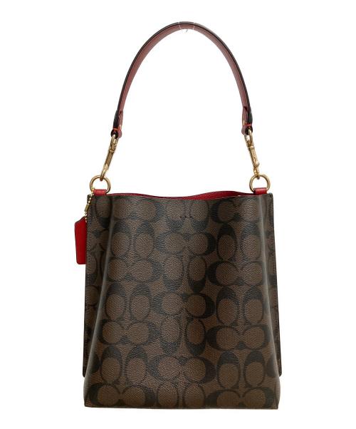 COACH（コーチ）COACH (コーチ) シグネチャー　モリー バケット バッグ 22 ブラウン×レッドの古着・服飾アイテム