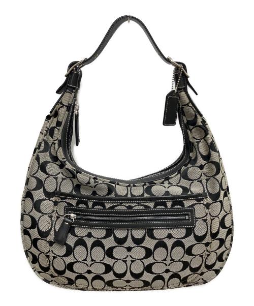 COACH（コーチ）COACH (コーチ) シグネチャー　ワンショルダーバッグ ベージュ×ブラックの古着・服飾アイテム