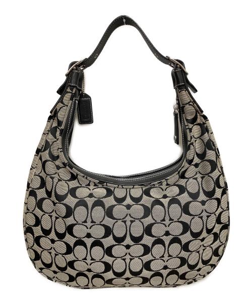 COACH（コーチ）COACH (コーチ) シグネチャー　ワンショルダーバッグ ベージュ×ブラックの古着・服飾アイテム