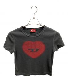 DIESEL（ディーゼル）の古着「T-ELE クロップド半袖Tシャツ　」｜グレー×レッド