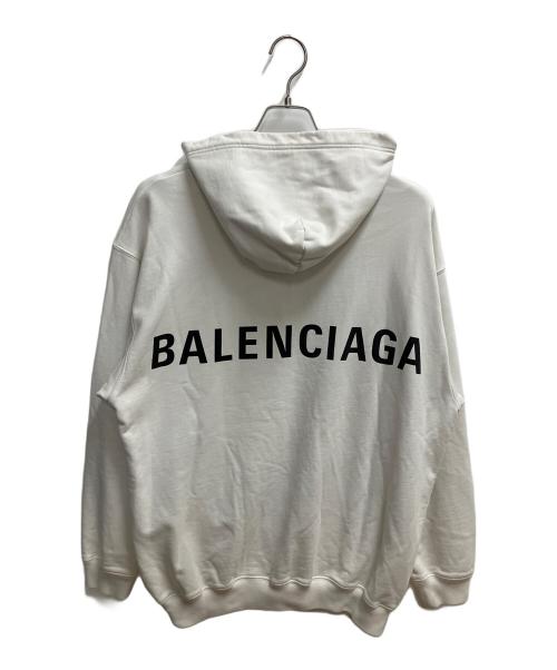 BALENCIAGA（バレンシアガ）BALENCIAGA (バレンシアガ) バックロゴ プリント フーディ パーカー ホワイト サイズ:SIZE Sの古着・服飾アイテム