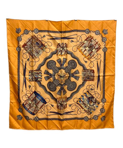 HERMES（エルメス）HERMES (エルメス) LES TAMBOUS　シルクスカーフ オレンジの古着・服飾アイテム