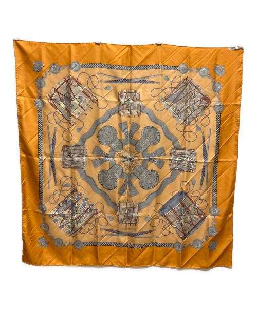 HERMES（エルメス）HERMES (エルメス) LES TAMBOUS　シルクスカーフ オレンジの古着・服飾アイテム