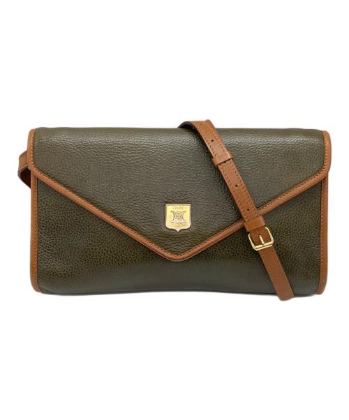 CELINE（セリーヌ）CELINE (セリーヌ) 2WAYショルダーバッグ グリーン×ブラウンの古着・服飾アイテム
