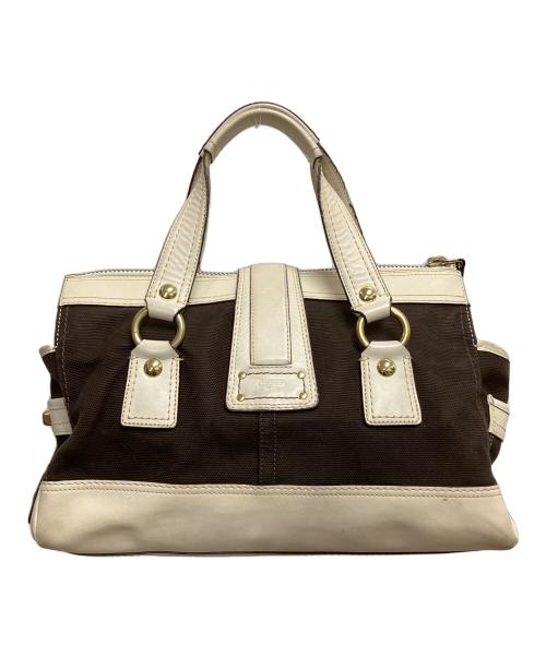 COACH（コーチ）COACH (コーチ) ハンドバッグ アイボリー×ブラウンの古着・服飾アイテム