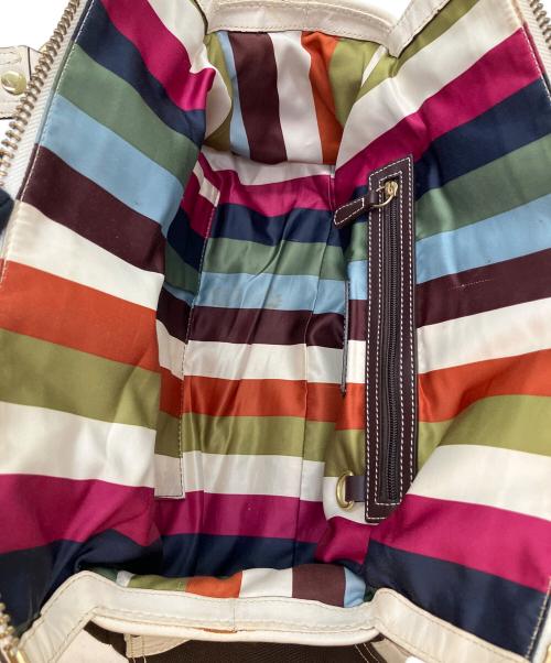 COACH（コーチ）COACH (コーチ) ハンドバッグ アイボリー×ブラウンの古着・服飾アイテム