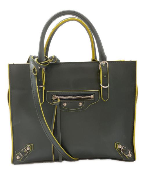 BALENCIAGA（バレンシアガ）BALENCIAGA (バレンシアガ) ペーパーミニ 2WAYバッグ ダークグリーン×イエローの古着・服飾アイテム
