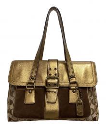 COACH（コーチ）の古着「ハンドバッグ」｜ブラウン×ゴールド