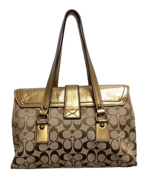 COACH（コーチ）COACH (コーチ) ハンドバッグ ブラウン×ゴールドの古着・服飾アイテム
