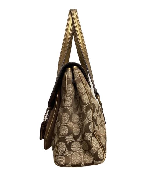 COACH（コーチ）COACH (コーチ) ハンドバッグ ブラウン×ゴールドの古着・服飾アイテム