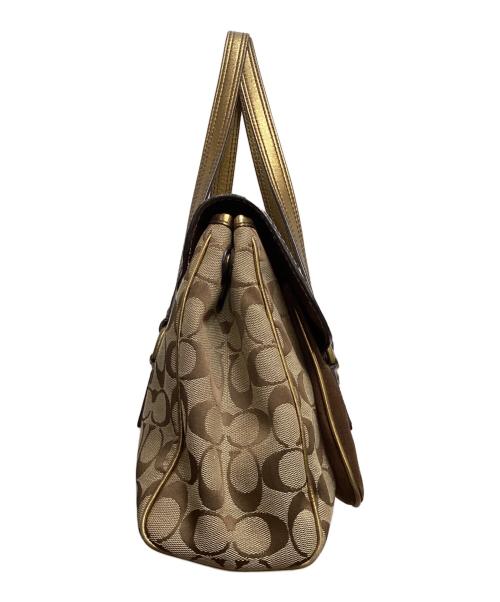 COACH（コーチ）COACH (コーチ) ハンドバッグ ブラウン×ゴールドの古着・服飾アイテム