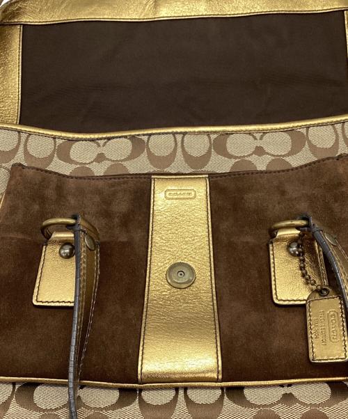 COACH（コーチ）COACH (コーチ) ハンドバッグ ブラウン×ゴールドの古着・服飾アイテム