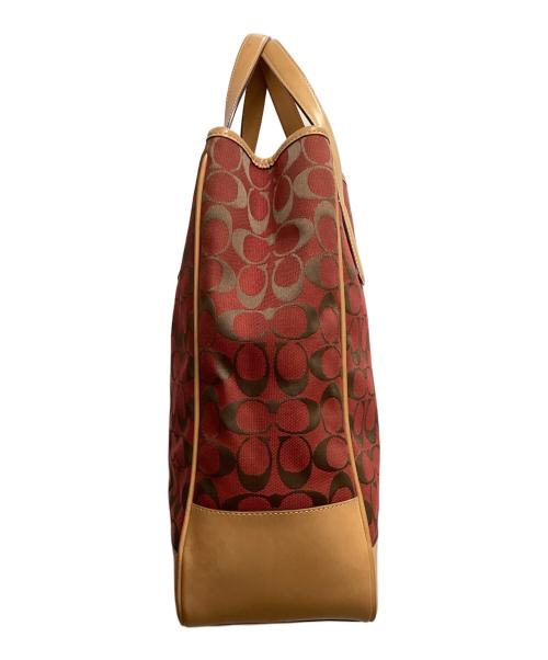 COACH（コーチ）COACH (コーチ) トートバッグ レッド×キャメルの古着・服飾アイテム