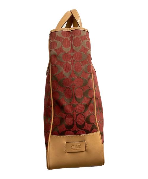 COACH（コーチ）COACH (コーチ) トートバッグ レッド×キャメルの古着・服飾アイテム