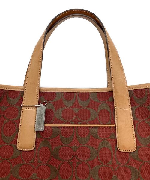 COACH（コーチ）COACH (コーチ) トートバッグ レッド×キャメルの古着・服飾アイテム