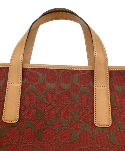 COACH（コーチ）COACH (コーチ) トートバッグ レッド×キャメルの古着・服飾アイテム