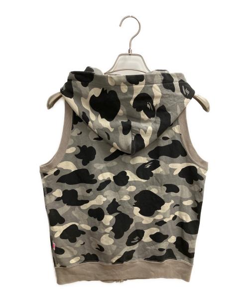 A BATHING APE（アベイシングエイプ）A BATHING APE (アベイシングエイプ) フーディーベスト グレー×ブラック サイズ:SIZE TALLの古着・服飾アイテム