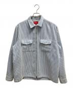 SUPREMEシュプリーム）の古着「2-TONE CORDUROY ZIP UP SHIRT」｜スカイブルー×ホワイト