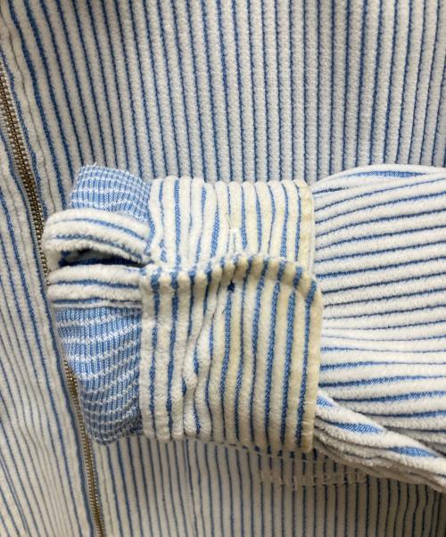 SUPREME（シュプリーム）Supreme (シュプリーム) 2-TONE CORDUROY ZIP UP SHIRT スカイブルー×ホワイト サイズ:SIZE Mの古着・服飾アイテム