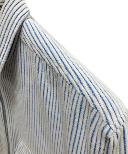 SUPREME（シュプリーム）Supreme (シュプリーム) 2-TONE CORDUROY ZIP UP SHIRT スカイブルー×ホワイト サイズ:SIZE Mの古着・服飾アイテム