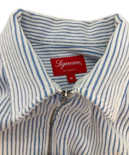 SUPREME（シュプリーム）Supreme (シュプリーム) 2-TONE CORDUROY ZIP UP SHIRT スカイブルー×ホワイト サイズ:SIZE Mの古着・服飾アイテム