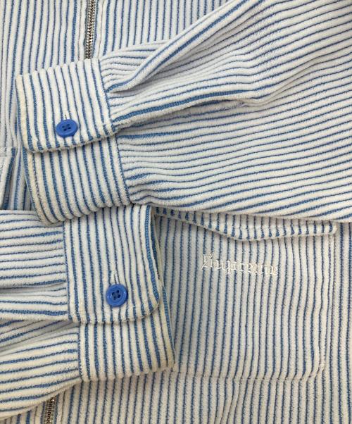 SUPREME（シュプリーム）Supreme (シュプリーム) 2-TONE CORDUROY ZIP UP SHIRT スカイブルー×ホワイト サイズ:SIZE Mの古着・服飾アイテム