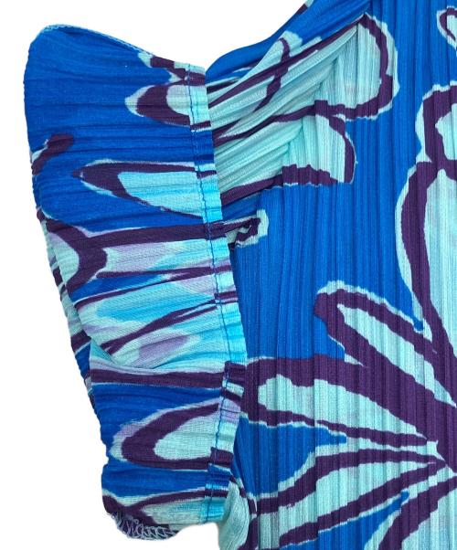 PLEATS PLEASE（プリーツプリーズ）PLEATS PLEASE (プリーツプリーズ) 総柄プリーツカットソー 半袖カットソー ブルー×スカイブルー サイズ:SIZE 4の古着・服飾アイテム