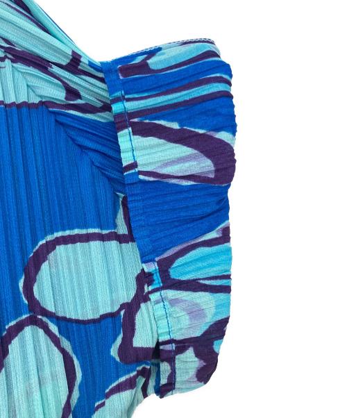 PLEATS PLEASE（プリーツプリーズ）PLEATS PLEASE (プリーツプリーズ) 総柄プリーツカットソー 半袖カットソー ブルー×スカイブルー サイズ:SIZE 4の古着・服飾アイテム