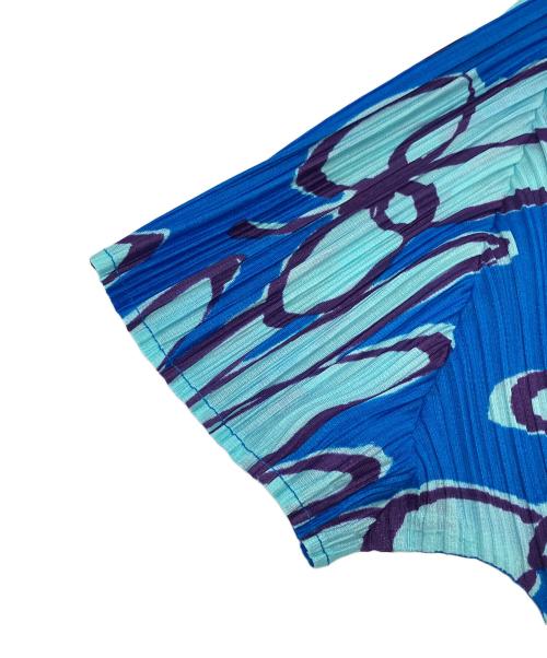 PLEATS PLEASE（プリーツプリーズ）PLEATS PLEASE (プリーツプリーズ) 総柄プリーツカットソー 半袖カットソー ブルー×スカイブルー サイズ:SIZE 4の古着・服飾アイテム