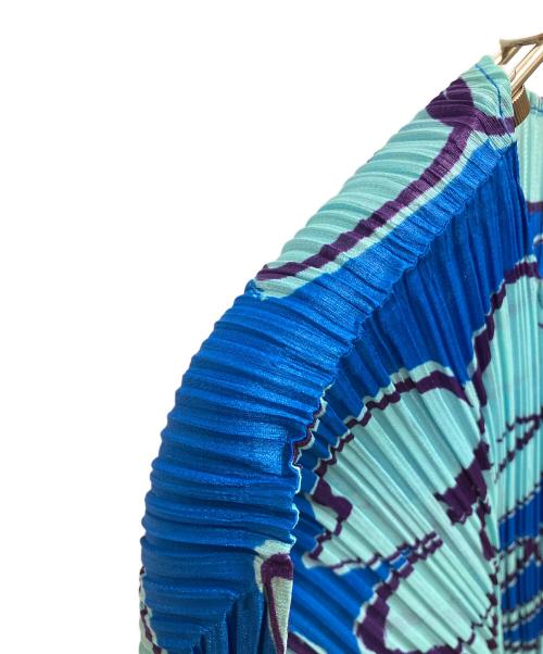PLEATS PLEASE（プリーツプリーズ）PLEATS PLEASE (プリーツプリーズ) 総柄プリーツカットソー 半袖カットソー ブルー×スカイブルー サイズ:SIZE 4の古着・服飾アイテム