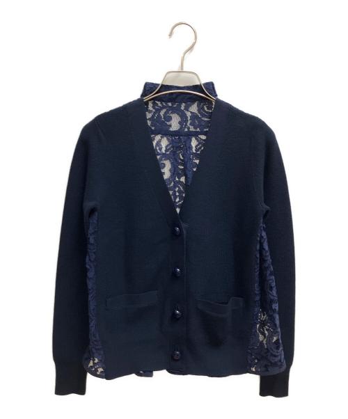 sacai（サカイ）sacai (サカイ) バックレースカーディガン 薄手カーディガン ネイビー サイズ:SIZE 1の古着・服飾アイテム