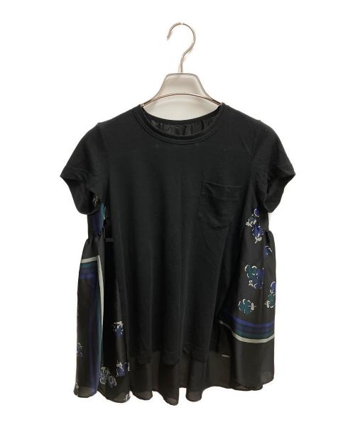 sacai（サカイ）sacai (サカイ) 半袖花柄ブラウス 半袖カットソー ブラック サイズ:SIZE 2の古着・服飾アイテム