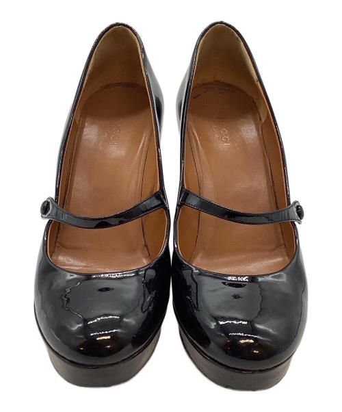 GUCCI（グッチ）GUCCI (グッチ) メリージェン プラットフォームパンプス ハイヒール ブラック サイズ:SIZE 38 1/2の古着・服飾アイテム