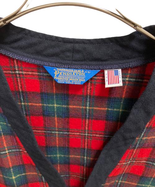 PENDLETON（ペンドルトン）PENDLETON (ペンドルトン) 厚手カーディガン レッド×グリーン サイズ:SIZE　Lの古着・服飾アイテム