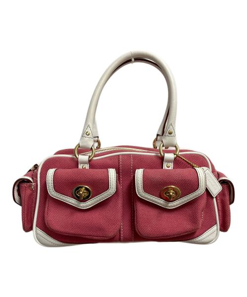 COACH（コーチ）COACH (コーチ) コットンツイル ギャラリー サッチェル ハンドバッグ レッド×ホワイトの古着・服飾アイテム