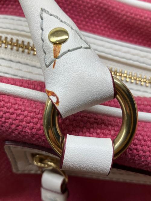 COACH（コーチ）COACH (コーチ) コットンツイル ギャラリー サッチェル ハンドバッグ レッド×ホワイトの古着・服飾アイテム