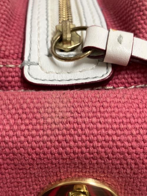 COACH（コーチ）COACH (コーチ) コットンツイル ギャラリー サッチェル ハンドバッグ レッド×ホワイトの古着・服飾アイテム