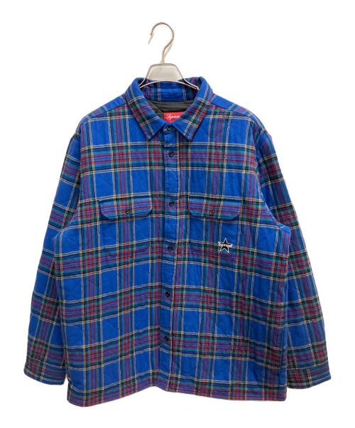 SUPREME（シュプリーム）Supreme (シュプリーム) Quilted Plaid Flannel Shirt ブルー サイズ:SIZE Lの古着・服飾アイテム