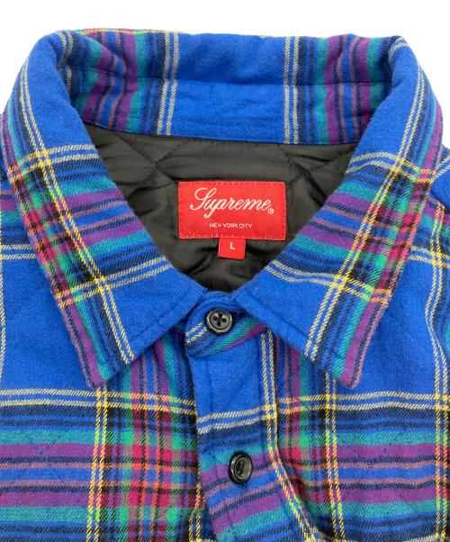 SUPREME（シュプリーム）Supreme (シュプリーム) Quilted Plaid Flannel Shirt ブルー サイズ:SIZE Lの古着・服飾アイテム
