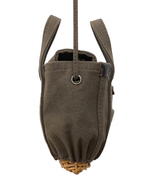 ebagos（エバゴス）ebagos (エバゴス) キャンバス・カゴ底ミニトート ショルダーバッグ オリーブ×ナチュラルの古着・服飾アイテム