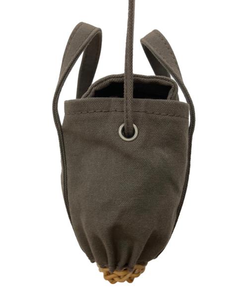 ebagos（エバゴス）ebagos (エバゴス) キャンバス・カゴ底ミニトート ショルダーバッグ オリーブ×ナチュラルの古着・服飾アイテム