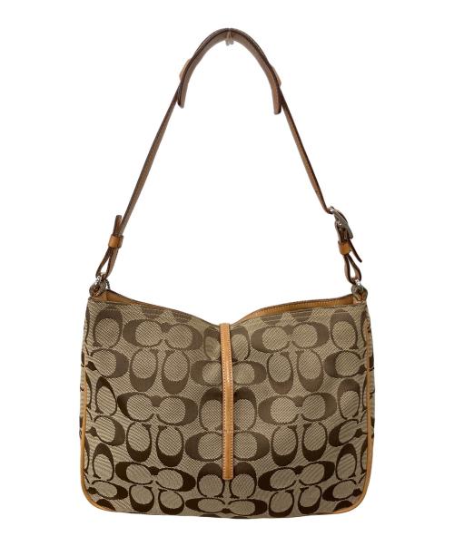 COACH（コーチ）COACH (コーチ) シグネチャー クリップホーボー　ショルダーバッグ ベージュの古着・服飾アイテム