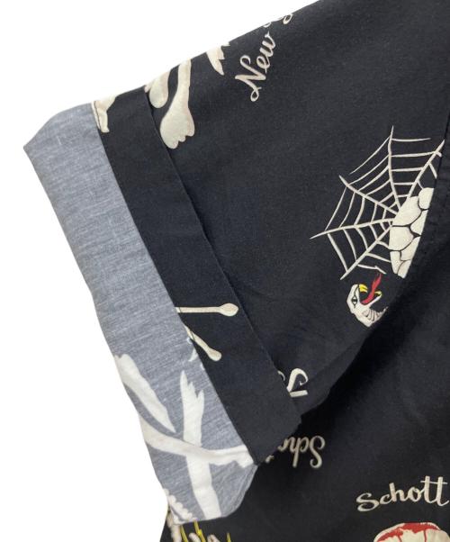 Schott（ショット）Schott (ショット) ハワイアンシャツ スカル 半袖シャツ ブラック サイズ:SIZE Lの古着・服飾アイテム