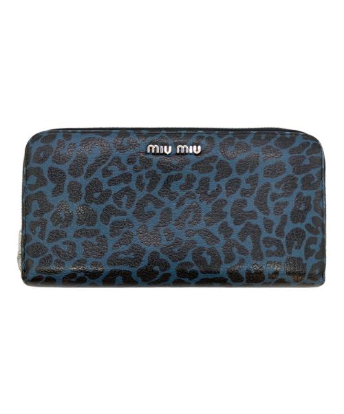 MIU MIU（ミュウミュウ）MIU MIU (ミュウミュウ) レオパード柄長財布 ネイビー×ブラックの古着・服飾アイテム