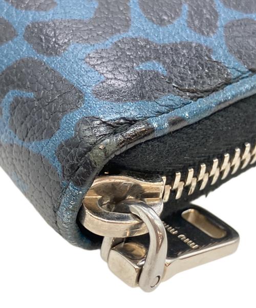 MIU MIU（ミュウミュウ）MIU MIU (ミュウミュウ) レオパード柄長財布 ネイビー×ブラックの古着・服飾アイテム
