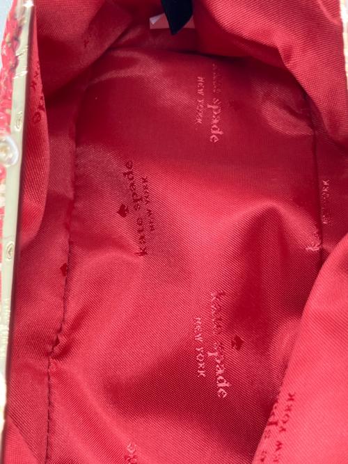 Kate Spade（ケイトスペード）Kate Spade (ケイトスペード) スクランチ ビーチ チェア ストライプ ストロー コンバーチブル クラッチ ショルダーバッグ レッド×ベージュの古着・服飾アイテム